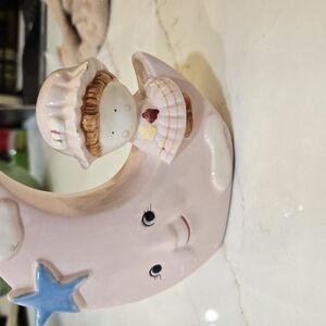 Ceramic Moon and Star Figurine - Pink and Blue
